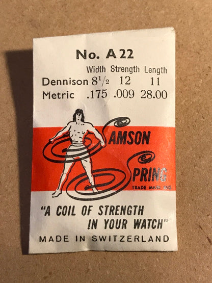Samson Mainspring No. A22 for A.S. 12¼ ligne caliber 1298 - Steel