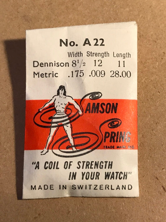 Samson Mainspring No. A22 for A.S. 12¼ ligne caliber 1298 - Steel