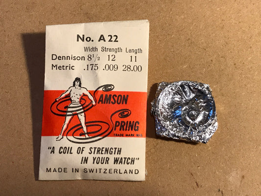Samson Mainspring No. A22 for A.S. 12¼ ligne caliber 1298 - Steel