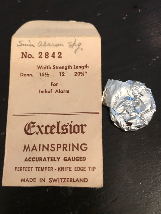 Excelsior #2842 Mainspring for Imhof Alarm / Travel Clocks