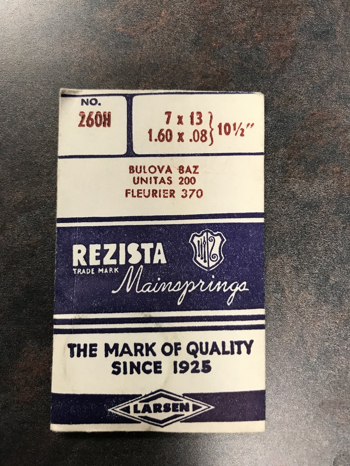 Rezista Mainspring No. 260H for Bulova 8AZ, Unitas 200 and Fleurier 370 - steel