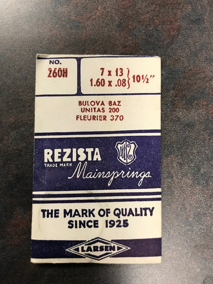 Rezista Mainspring No. 260H for Bulova 8AZ, Unitas 200 and Fleurier 370 - steel