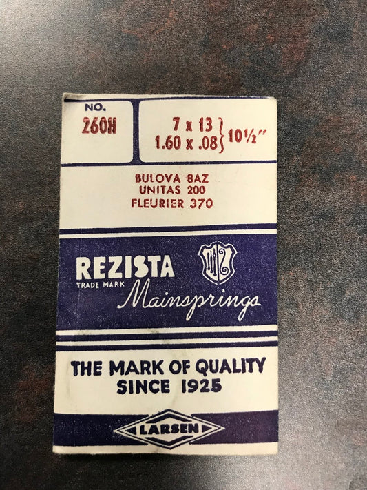 Rezista Mainspring No. 260H for Bulova 8AZ, Unitas 200 and Fleurier 370 - steel