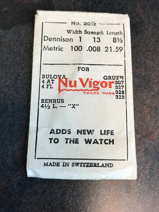 NuVigor Mainspring No. 20½ for Bulova 4AT & 4FL, Gruen & Benrus - Steel