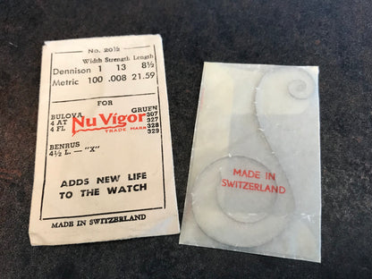 NuVigor Mainspring No. 20½ for Bulova 4AT & 4FL, Gruen & Benrus - Steel