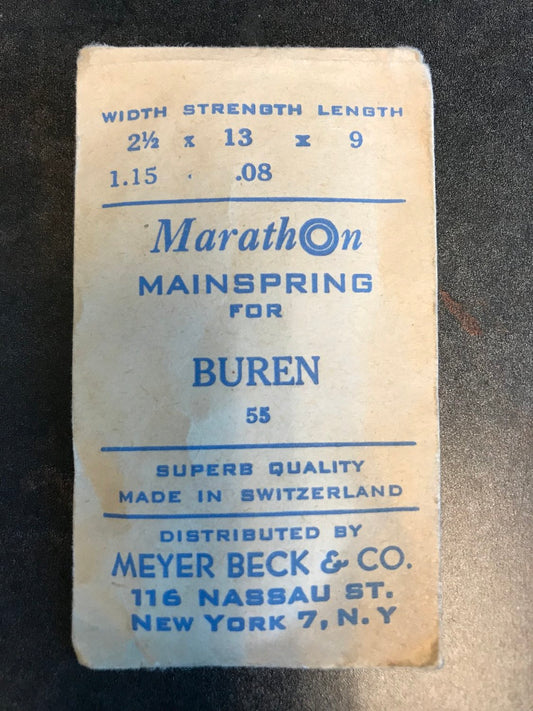 Marathon Mainspring for Buren cabliber 55, Steel