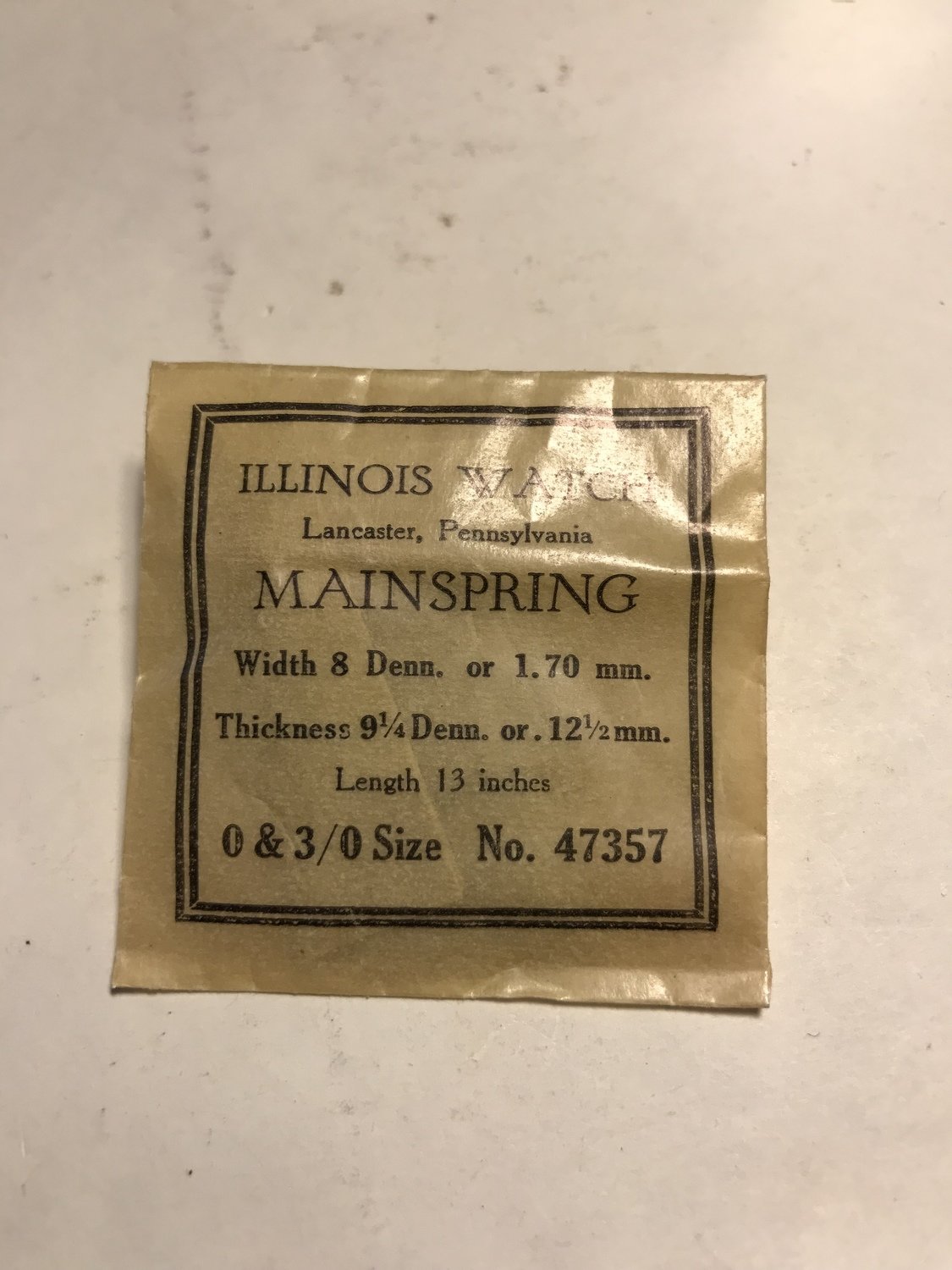 Illinois Factory Mainspring for 0s & 3/0s Movements No. 47357 - Steel