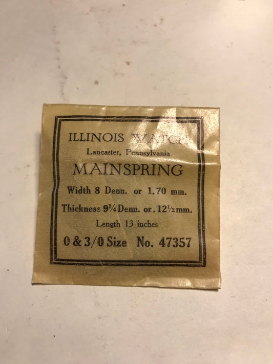 Illinois Factory Mainspring for 0s & 3/0s Movements No. 47357 - Steel