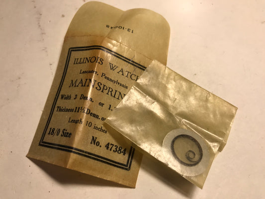 Illinois Factory Mainspring #47384 for 18/0s Models - Steel