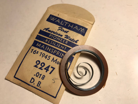 Waltham Factory Mainspring for 16s 1945 Model No. 2247 - Steel