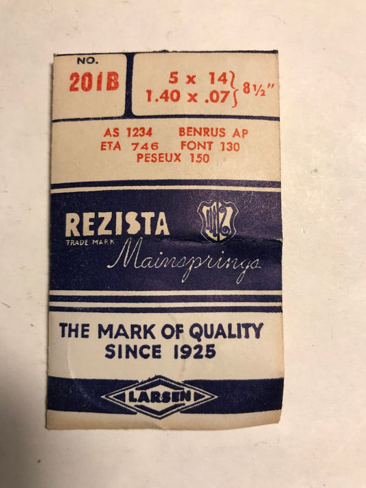 Rezista Mainspring No. 201B for A.S. 1234, Eta 746 + a bunch of others - Steel