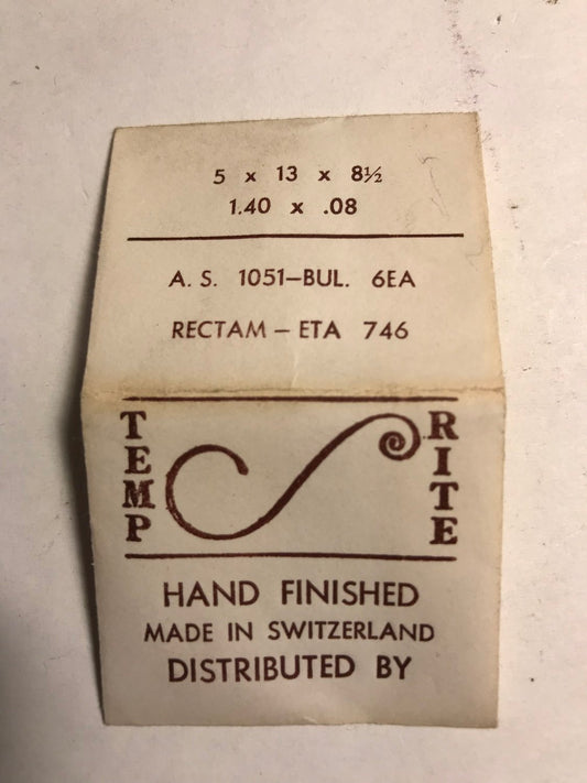 TEMP-RITE Mainspring for AS caliber 1051, Bulova 6EA & ETA 746 - Steel
