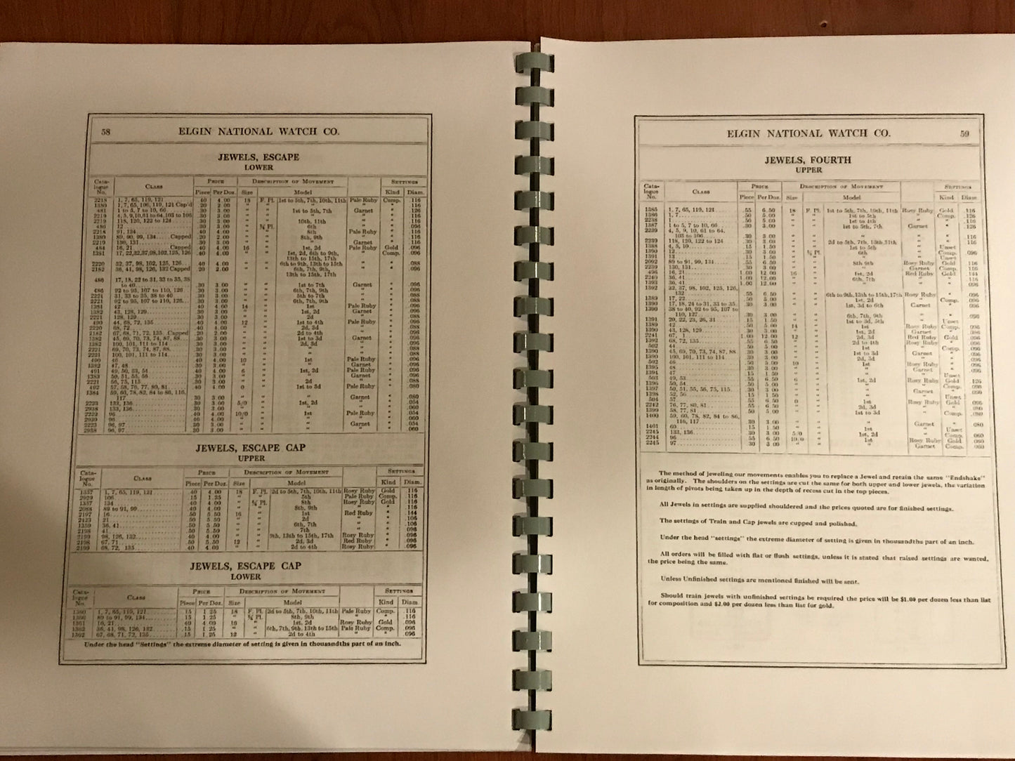 Elgin Watch Material Catalog 1915 edition reprint Vintage Time Parts