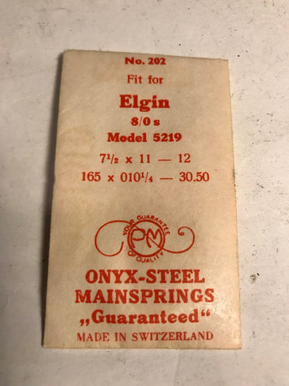 PM Mainspring No. 202 for Elgin 8/0s No. 5219 - ONYX Steel
