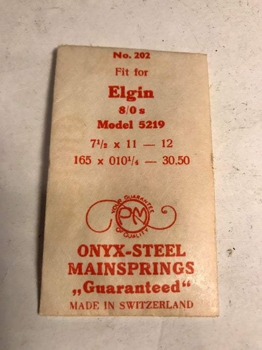 PM Mainspring No. 202 for Elgin 8/0s No. 5219 - ONYX Steel