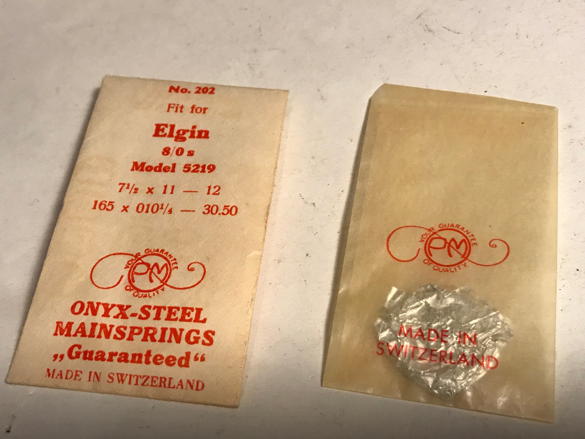 PM Mainspring No. 202 for Elgin 8/0s No. 5219 - ONYX Steel