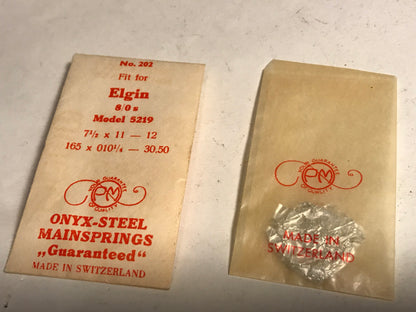 PM Mainspring No. 202 for Elgin 8/0s No. 5219 - ONYX Steel