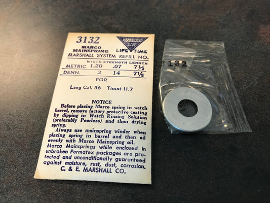 Marco Mainspring No. 3132 for Tissot 11.7 & Lang caliber 56 - Steel