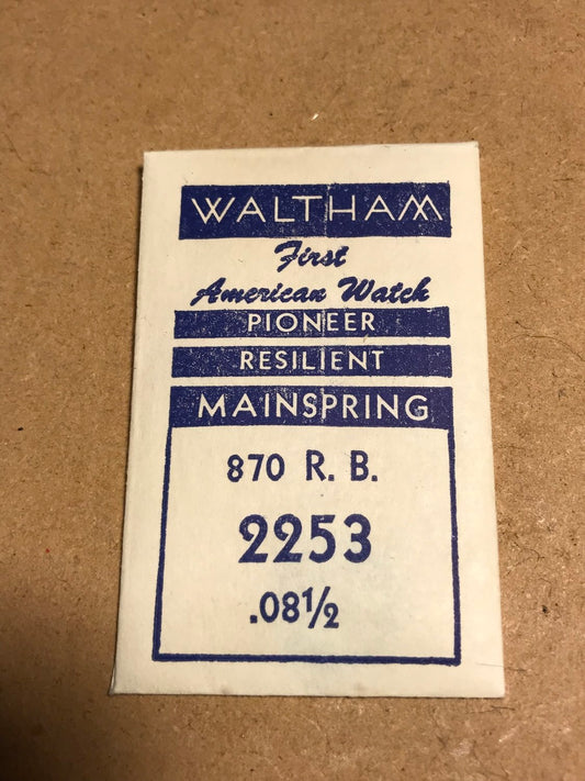 Waltham Factory Mainspring for Model 870 - 875 Movements No. 2253 - Steel