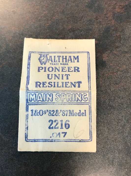 Waltham Factory Mainspring for 0s & 1s '82 & '87 Model No. 2216 - Steel