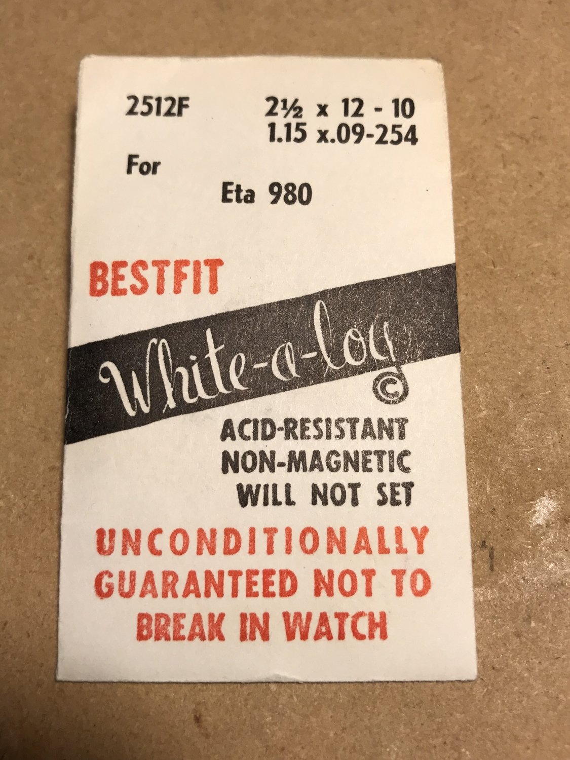 BESTFIT Mainspring 2512F for ETA caliber 980 - Alloy