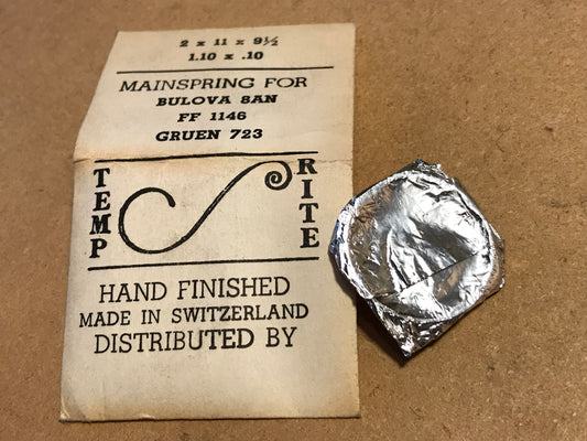 TEMP-RITE Mainspring for FF1146, Bulova 8AN & Gruen 723 - Steel