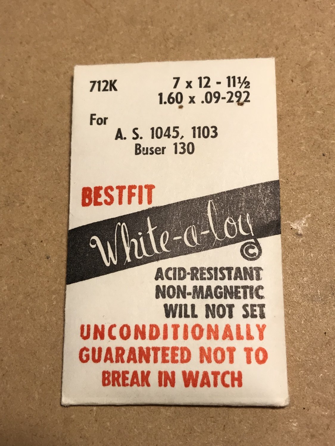 BESTFIT Mainspring 712K for AS 1045 & 1103 & Buser 130 - Alloy