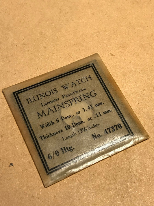 Illinois Factory Mainspring #47370 for 6/0s hunting movements - Steel