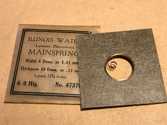 Illinois Factory Mainspring #47370 for 6/0s hunting movements - Steel