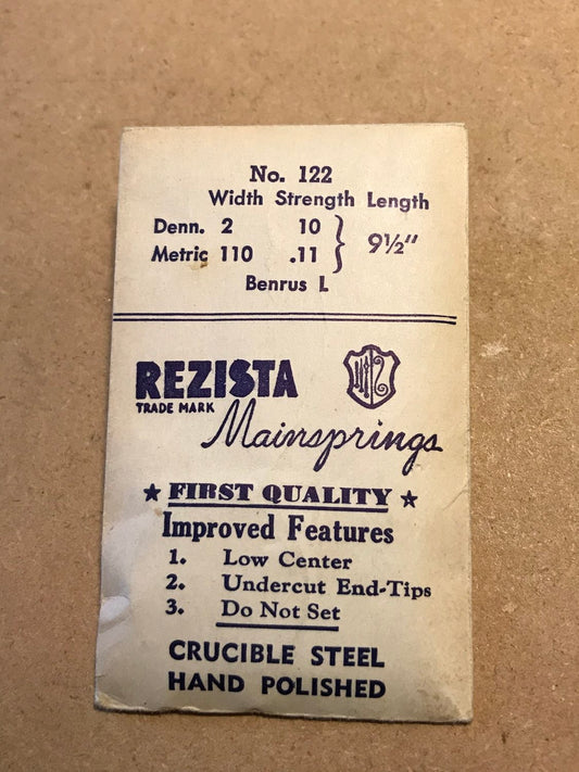 Rezista Mainspring No. 122 for Benrus L movements - steel