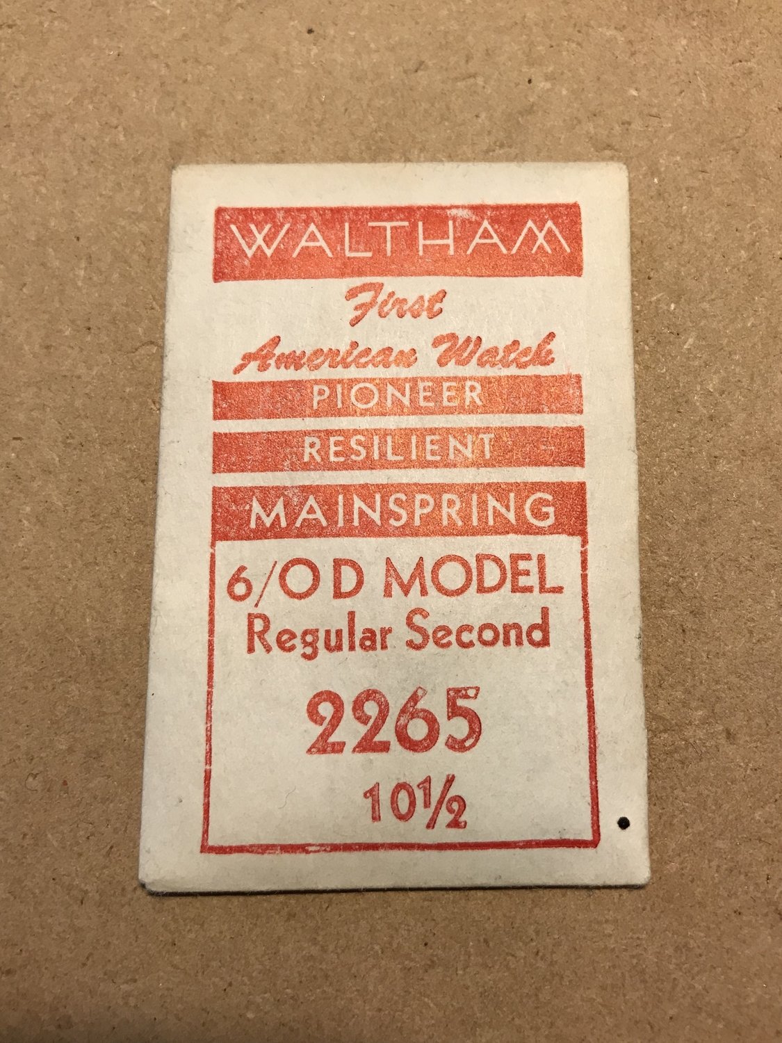 Waltham Factory Mainspring for 6/0s D Model No. 2265 / 2248 - Alloy