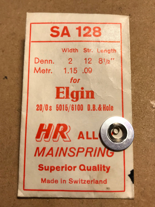 HR Mainspring SA128 for Elgin 20/0s Factory No. 5015 / 6100 - Alloy