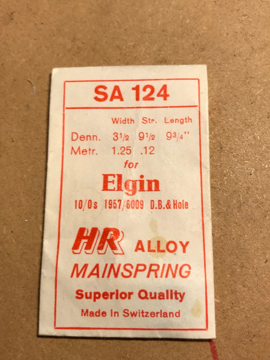 HR Mainspring SA124 for Elgin 10/0s Factory No. 1957 / 6009 - Alloy