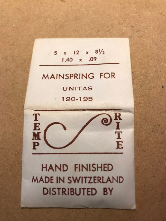 TEMP-RITE Mainspring for Unitas caliber 190 - 195 - Steel