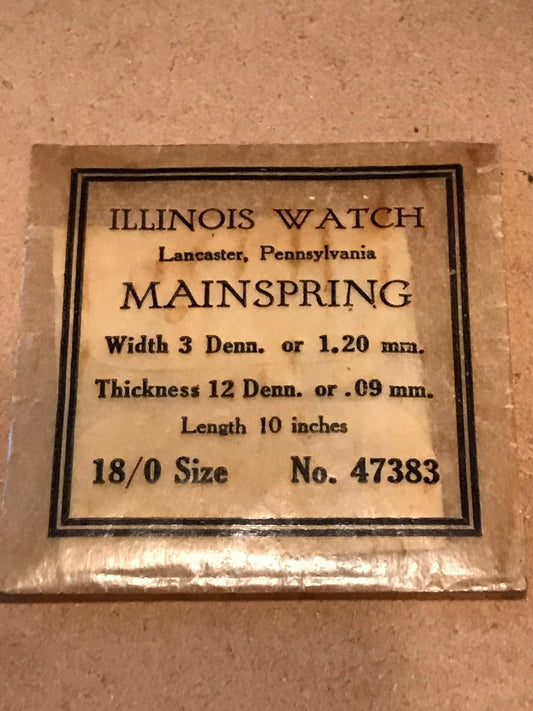 Illinois Factory Mainspring #47383 for 18/0s Models - Steel