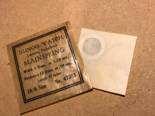 Illinois Factory Mainspring #47383 for 18/0s Models - Steel