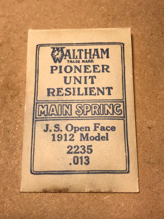 Waltham Factory Mainspring for 1912 Model 6/0s Jewel Series No. 2235 - Steel