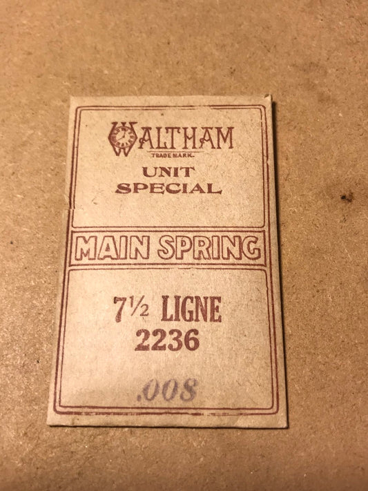 Waltham Factory Mainspring for 7½ ligne Watches No. 2236 - Steel