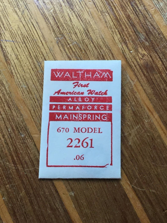 Waltham Factory Mainspring for Model 670 Watches No. 2261 / 2244 - Alloy