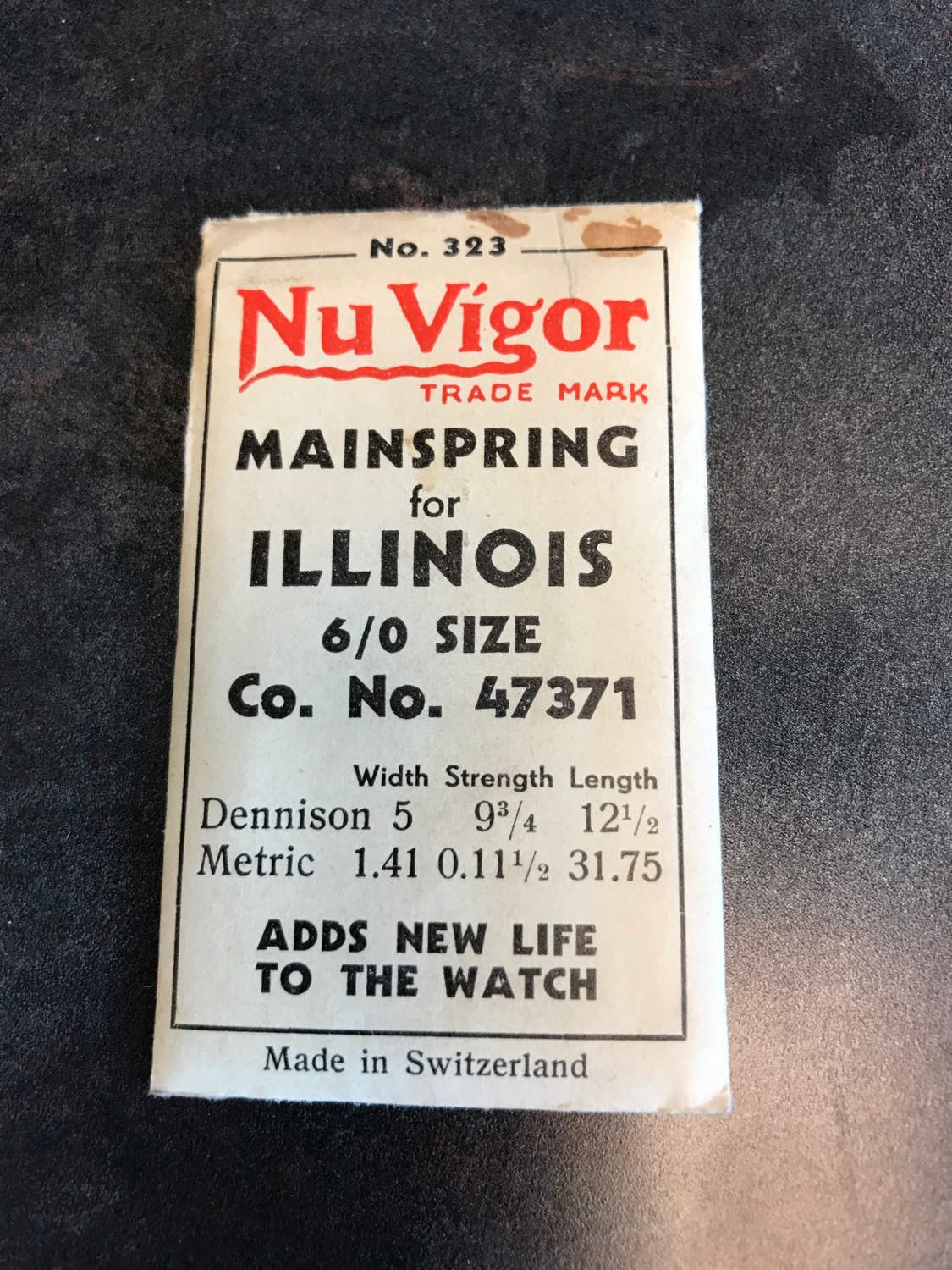 NuVigor Mainspring #323 for Illinois 6/0s No. 47371 - Steel