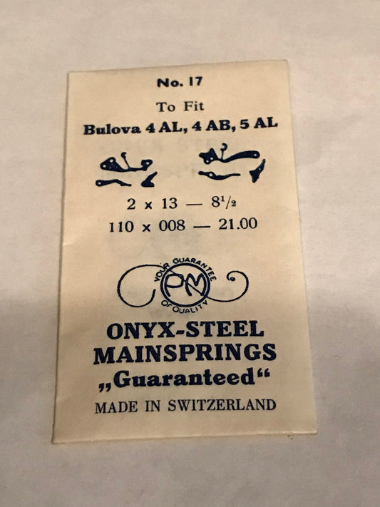 PM Mainspring No. 17 for Bulova 4AL, 4AB & 5AL - ONYX Steel