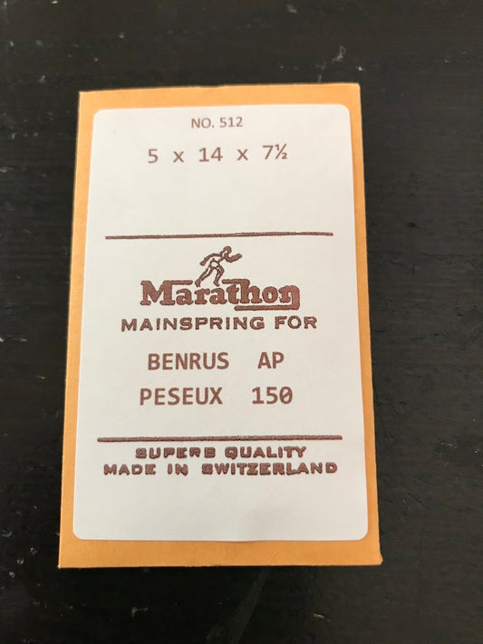 Marathon Mainspring #512 for Benrus AP & Peseux 150 - Steel