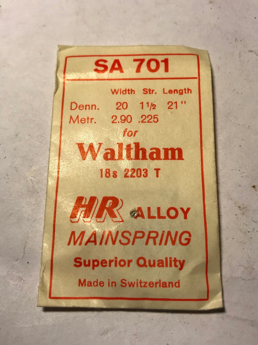 HR Mainspring SA701 for 18s Waltham Factory No. 2203 - Alloy