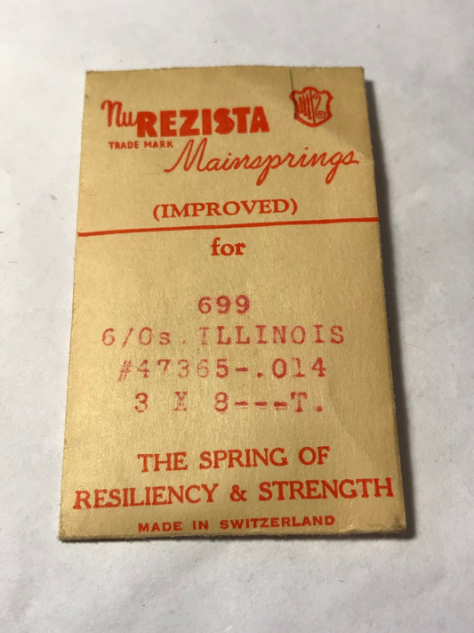 NuREZISTA Mainspring #699 for Illinois 6/0s Factory No. 47365 - Steel