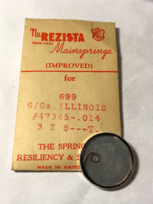 NuREZISTA Mainspring #699 for Illinois 6/0s Factory No. 47365 - Steel