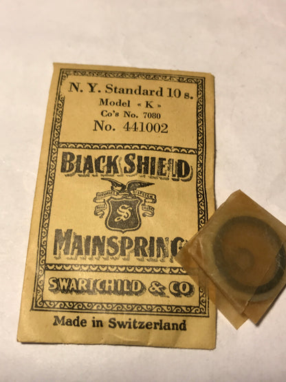 Swartchild Black Shield Mainspring for NY Standard 10s #7080 - Steel