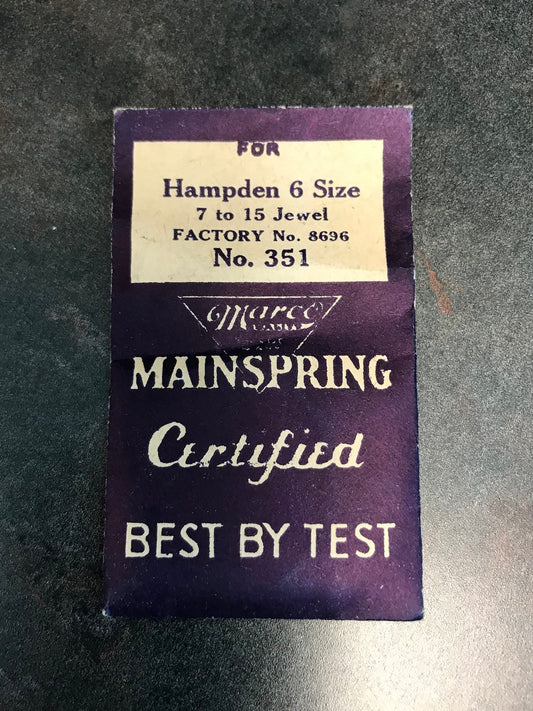 Marco Mainspring #351 for 6s Hampden 7j to 15j Model Pocket Watch #8696 - Steel
