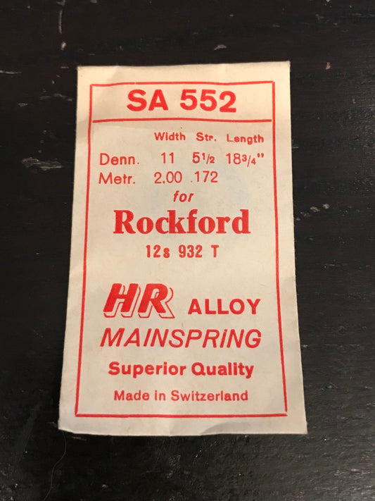 HR Mainspring SA552 for 12s Rockford Factory No. 932 - Alloy