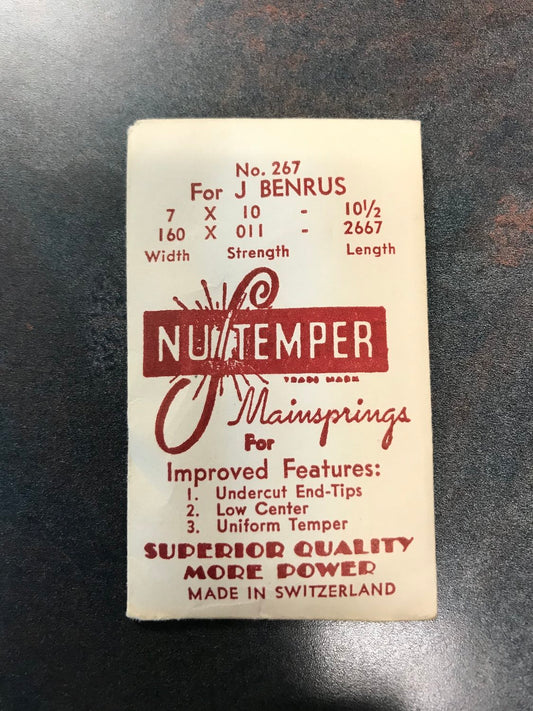 NuTemper Mainspring No. 267 for Benrus J movements - steel