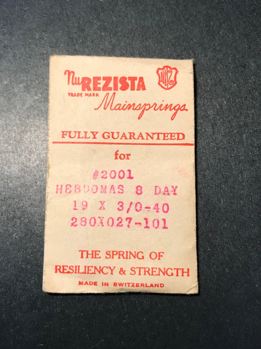 NuREZISTA Mainspring #2001 for Hebdomas 8 Day pocket watch - Steel
